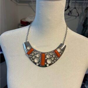 Paparazzi Silver Necklace with Orange Accents